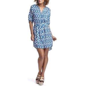 Anthropologie Maeve Blue Ikat Print Button Dress